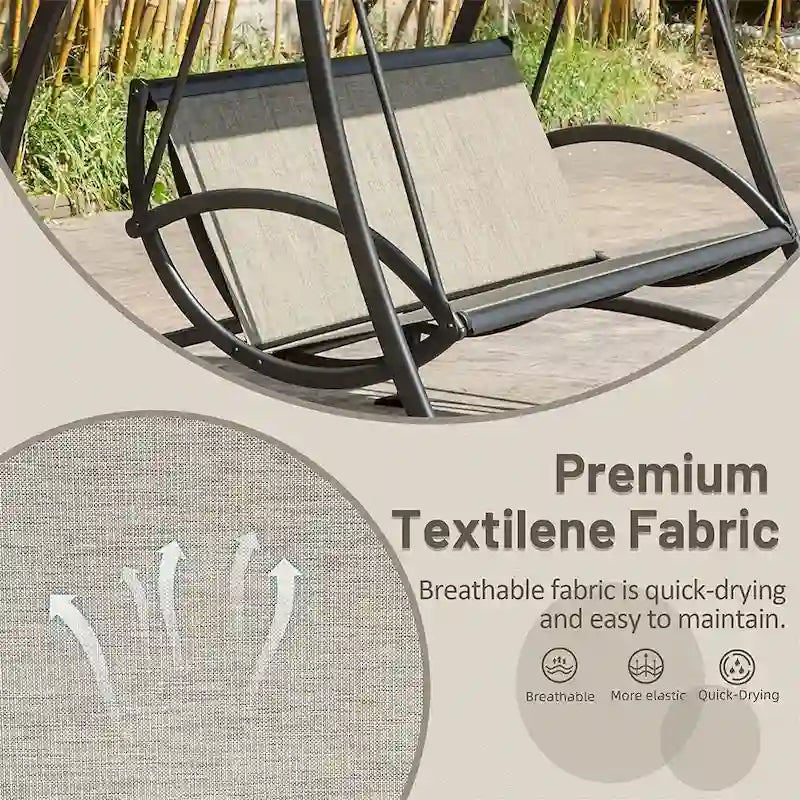 Outdoor Porch Swing with Adjustable Canopy and Durable Steel Frame, Patio Swing Glider