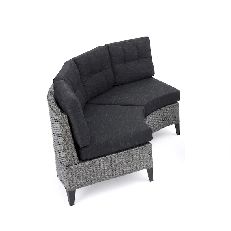Navagio Outdoor Wicker Curved Single Sofa Chair (Set of 2) with Cushions by Christopher Knight Home