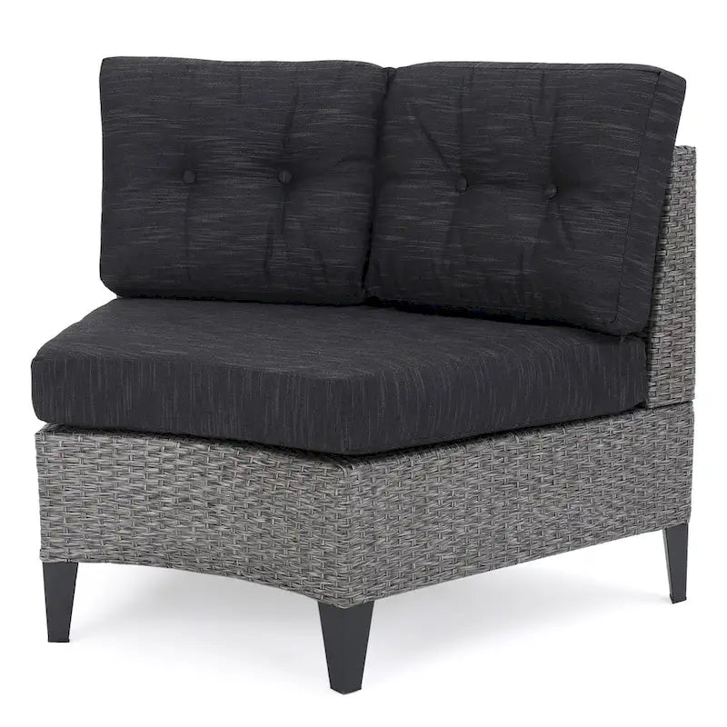 Navagio Outdoor Wicker Curved Single Sofa Chair (Set of 2) with Cushions by Christopher Knight Home