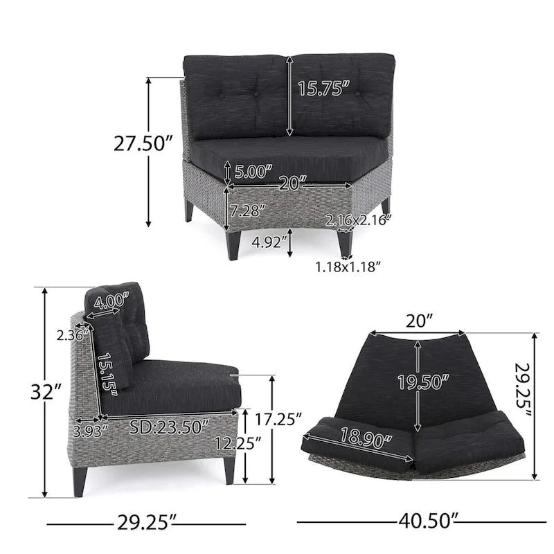 Navagio Outdoor Wicker Curved Single Sofa Chair (Set of 2) with Cushions by Christopher Knight Home