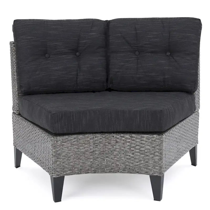 Navagio Outdoor Wicker Curved Single Sofa Chair (Set of 2) with Cushions by Christopher Knight Home