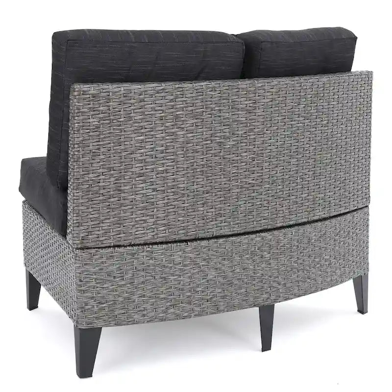 Navagio Outdoor Wicker Curved Single Sofa Chair (Set of 2) with Cushions by Christopher Knight Home
