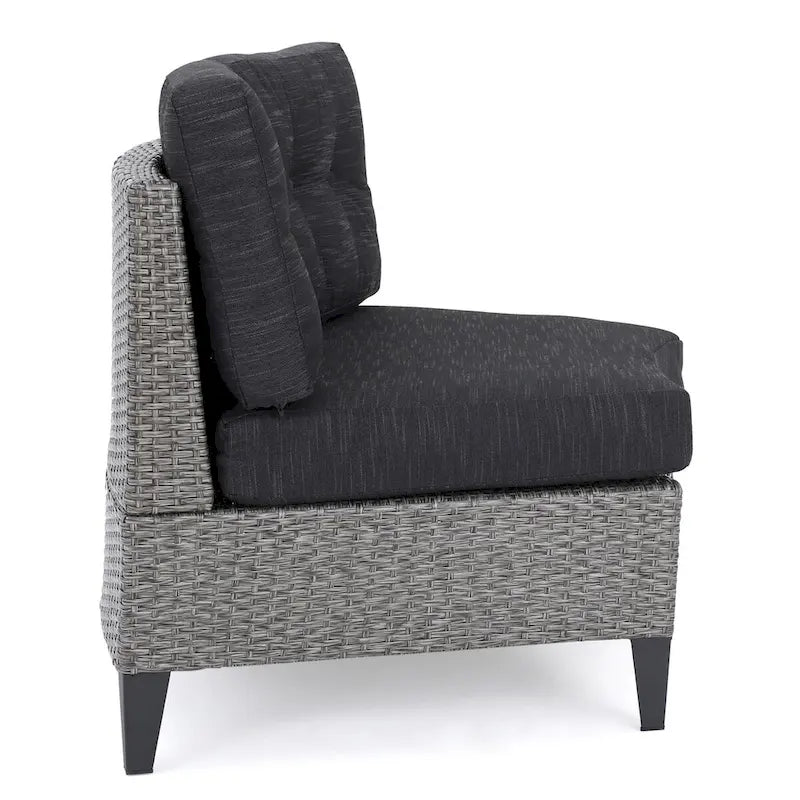 Navagio Outdoor Wicker Curved Single Sofa Chair (Set of 2) with Cushions by Christopher Knight Home