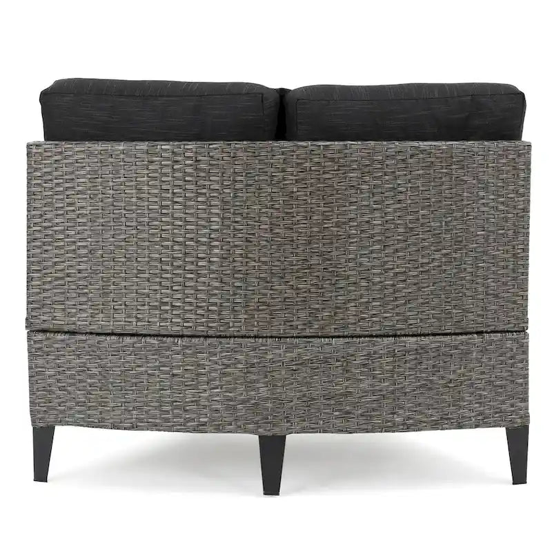 Navagio Outdoor Wicker Curved Single Sofa Chair (Set of 2) with Cushions by Christopher Knight Home
