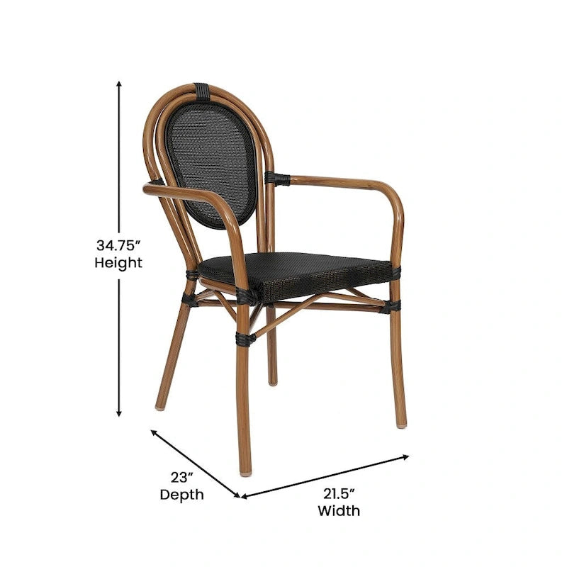 4 Pack All-Weather Commercial Paris Chairs with Arms and metal Frames - N/A