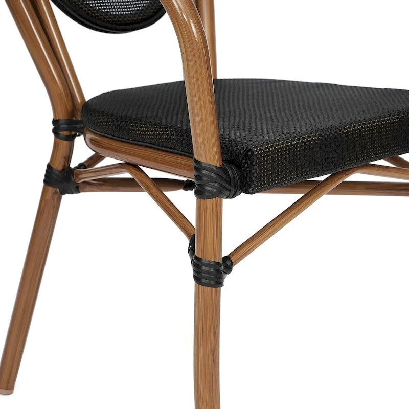 4 Pack All-Weather Commercial Paris Chairs with Arms and metal Frames - N/A