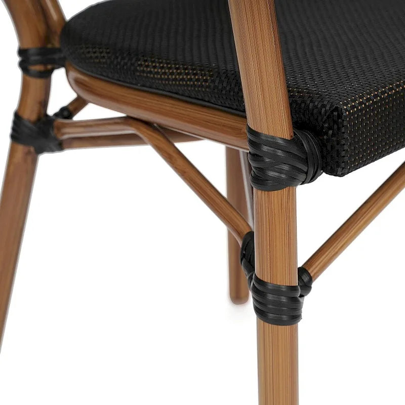 4 Pack All-Weather Commercial Paris Chairs with Arms and metal Frames - N/A