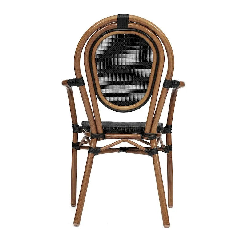 4 Pack All-Weather Commercial Paris Chairs with Arms and metal Frames - N/A