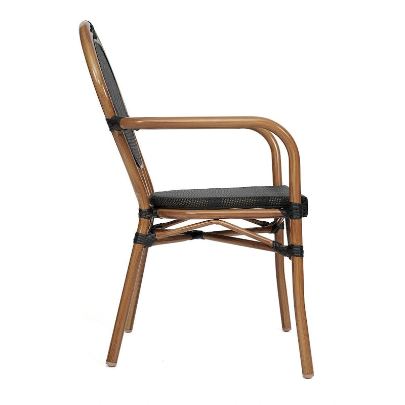 4 Pack All-Weather Commercial Paris Chairs with Arms and metal Frames - N/A