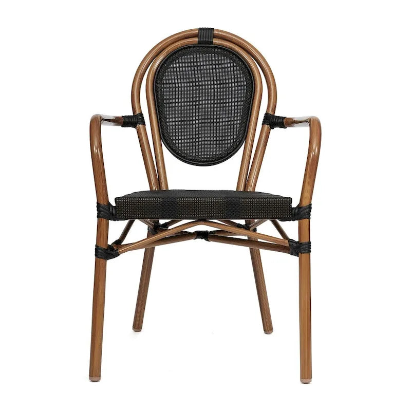 4 Pack All-Weather Commercial Paris Chairs with Arms and metal Frames - N/A