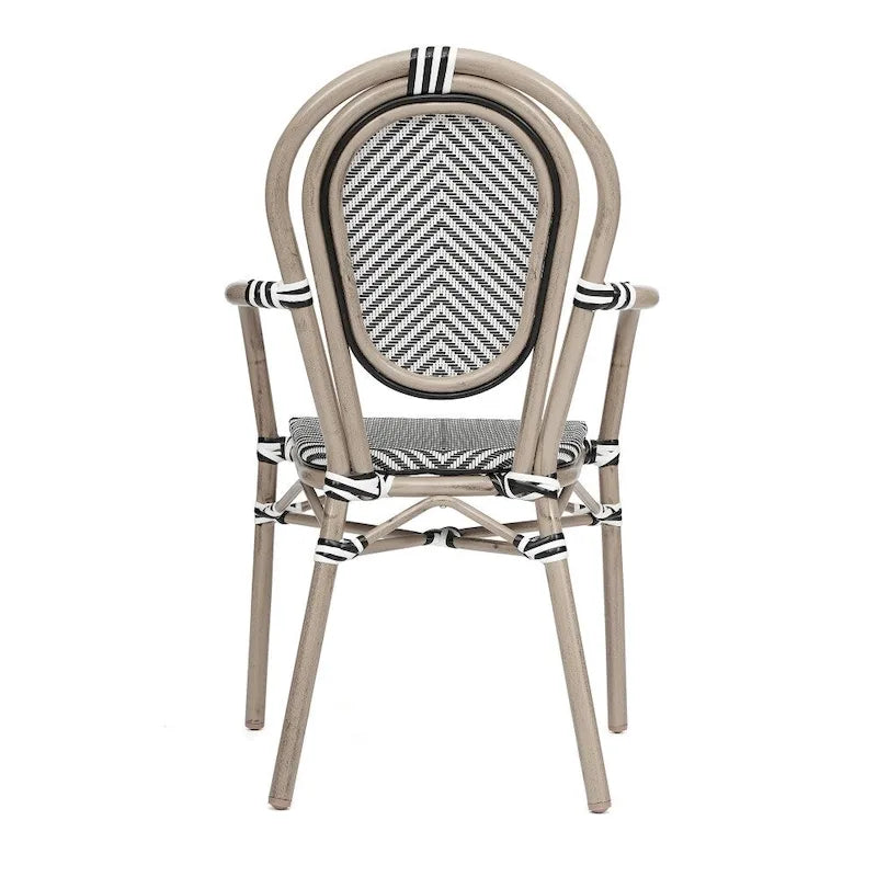 4 Pack All-Weather Commercial Paris Chairs with Arms and metal Frames - N/A