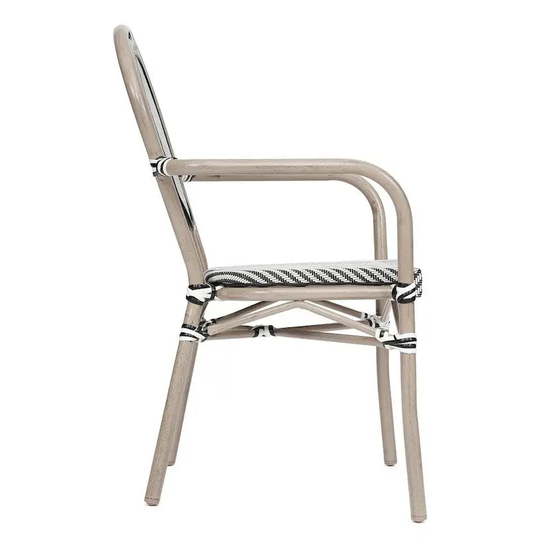 4 Pack All-Weather Commercial Paris Chairs with Arms and metal Frames - N/A