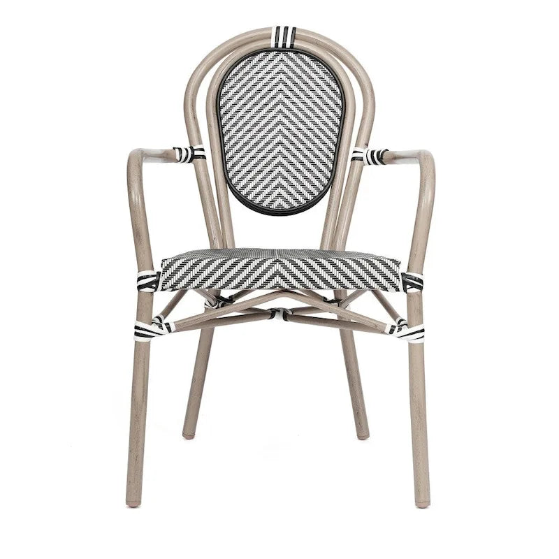 4 Pack All-Weather Commercial Paris Chairs with Arms and metal Frames - N/A