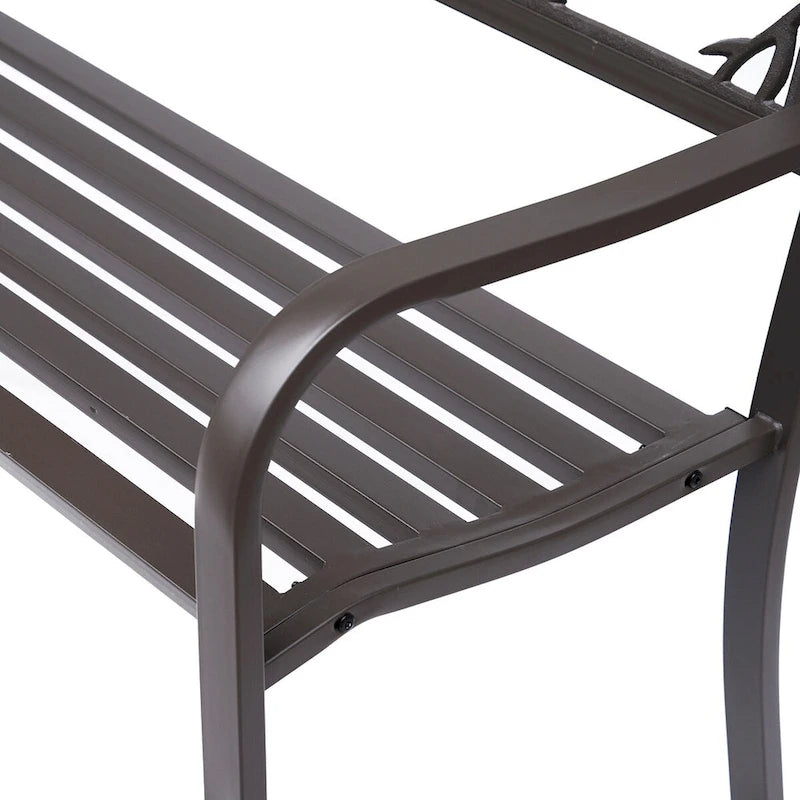Outsunny 50  Garden Bench, Outdoor Patio Bench with Animal Pattern, Cast Steel Metal Bench