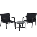 Mesh Sling Armchairs, Conversation Set with Side Table, Aluminum Frame (Set of 3)
