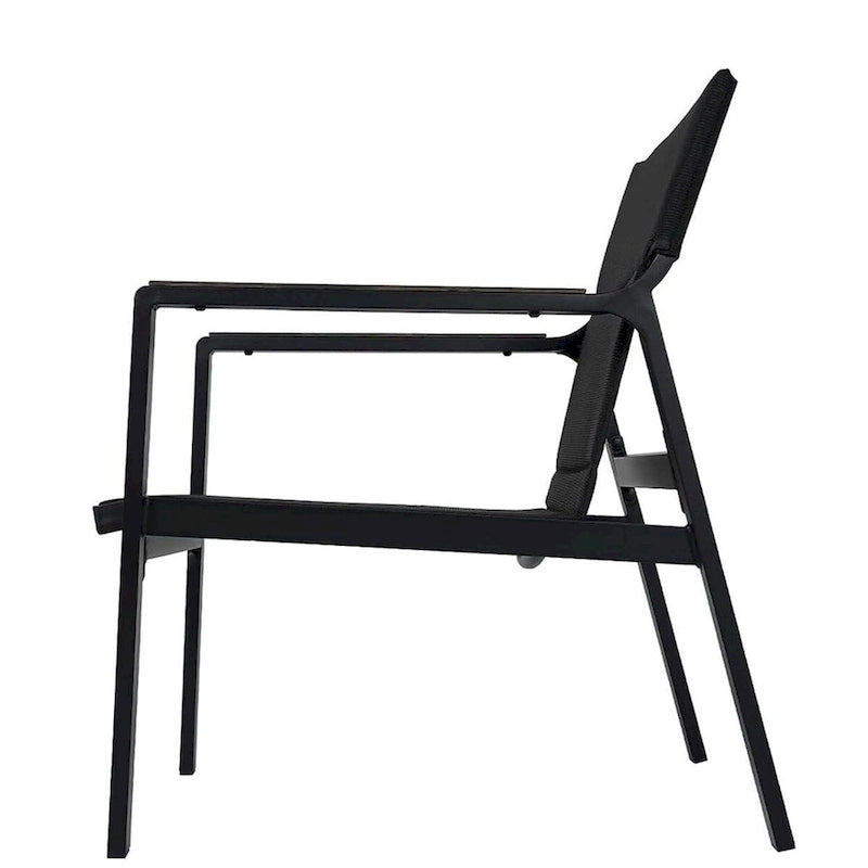 Mesh Sling Armchairs, Conversation Set with Side Table, Aluminum Frame (Set of 3)