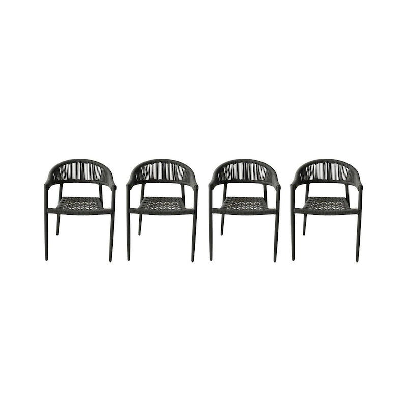 Set of Four 22  Gray Aluminum Outdoor Arm Chair