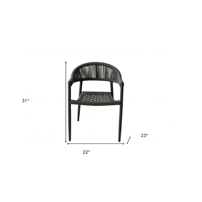 Set of Four 22  Gray Aluminum Outdoor Arm Chair
