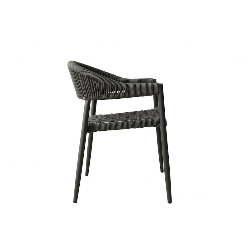 Set of Four 22  Gray Aluminum Outdoor Arm Chair