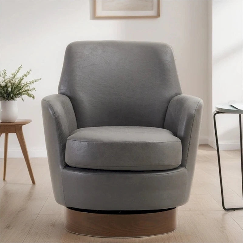 Swivel Round Accent Chairs Armchair with Stainless Steel Base