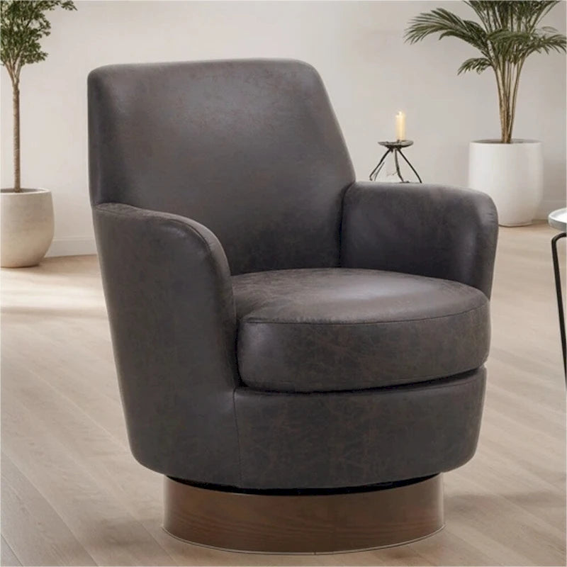 Swivel Round Accent Chairs Armchair with Stainless Steel Base