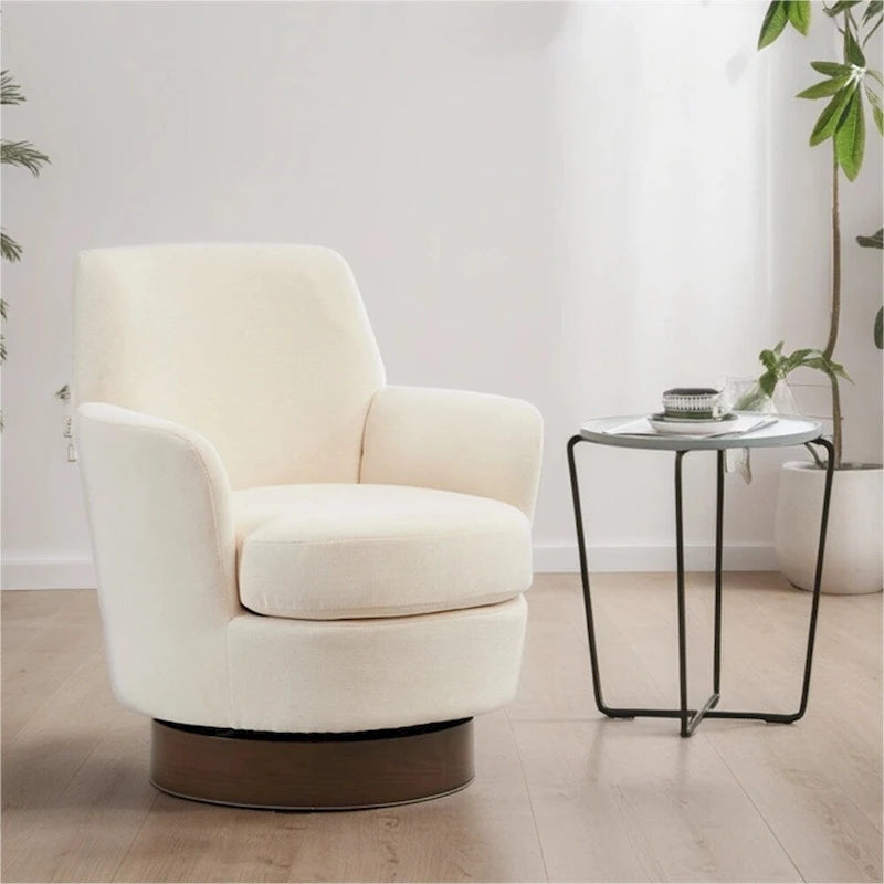 Swivel Round Accent Chairs Armchair with Stainless Steel Base