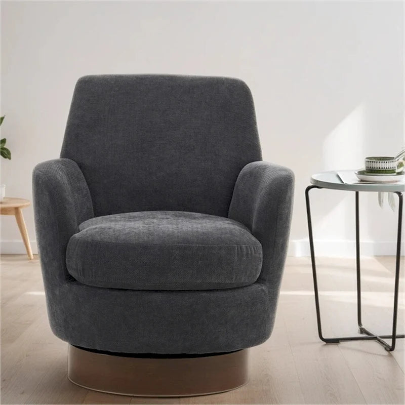 Swivel Round Accent Chairs Armchair with Stainless Steel Base