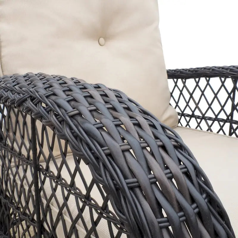 Outdoor Rattan Rocker Chair with Cushion and Powder-coated Metal Frame