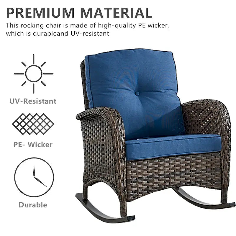 Outdoor Rocking Chair for Outside Patio Porch - Brown
