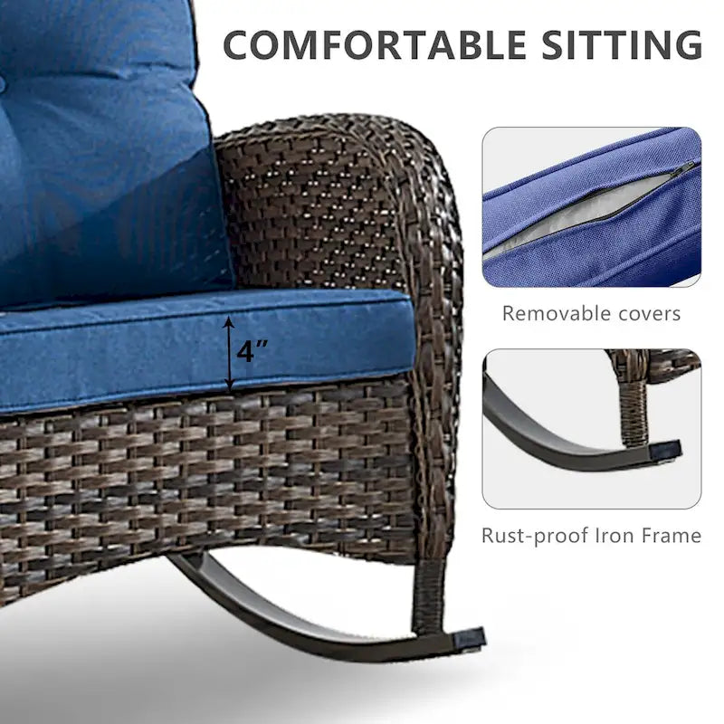 Outdoor Rocking Chair for Outside Patio Porch - Brown