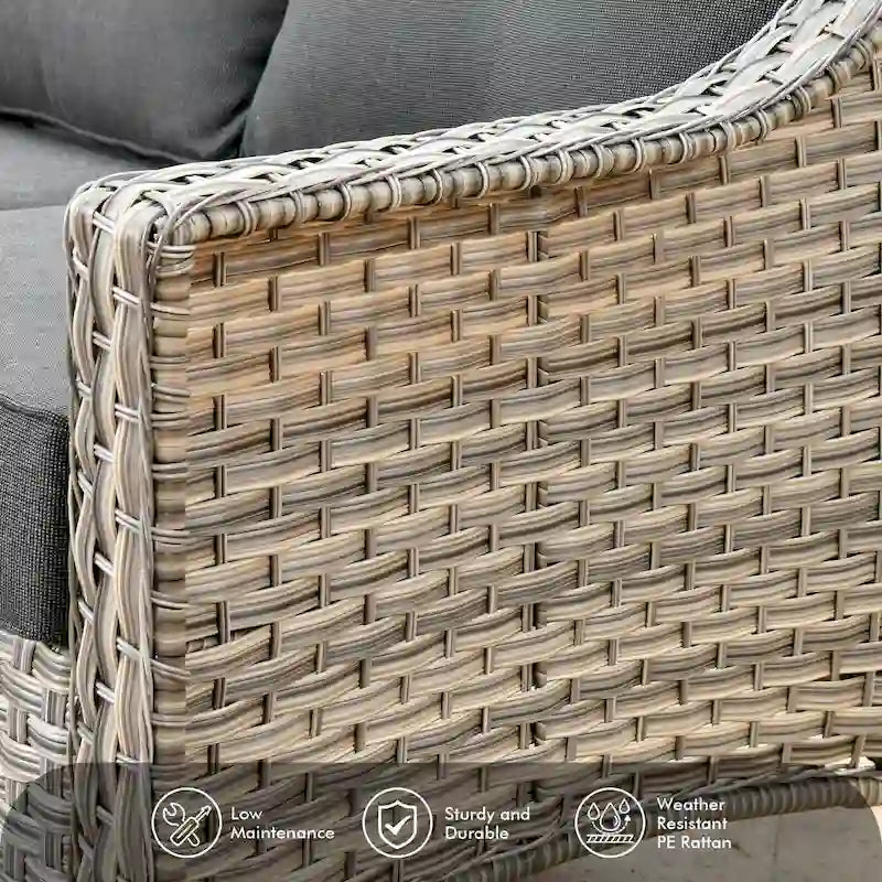 OVIOS 6 Pieces Outdoor Wicker Set With Solar-Powered Table