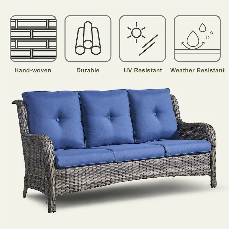 Outdoor Furniture Sofa Chairs with Fire Pit Table - Grey