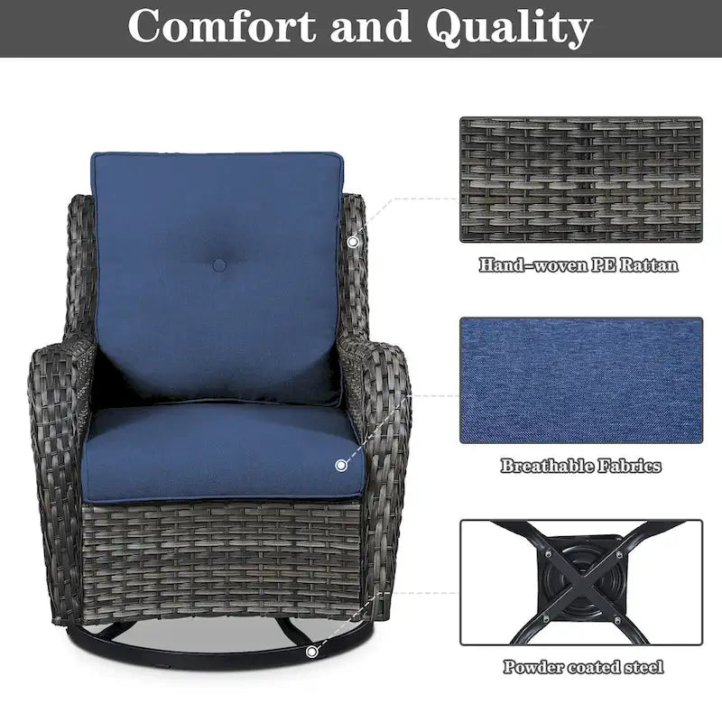 Outdoor Furniture Sofa Chairs with Fire Pit Table - Grey