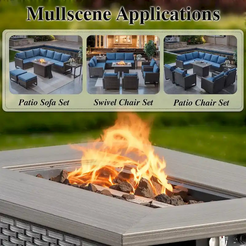 Outdoor Furniture Sofa Chairs with Fire Pit Table - Grey